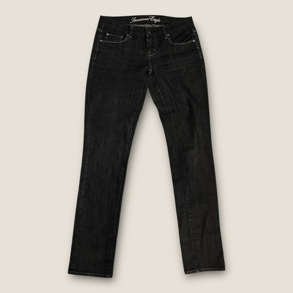 American Eagle Outfitters Denim - American Eagle Low Rise Straight Leg Jeans Charcoal Black/Blue 6 Regular
